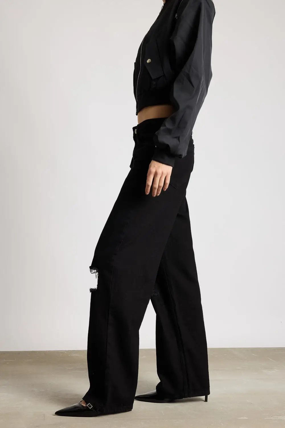 Coal Washed Women's Wide Jeans