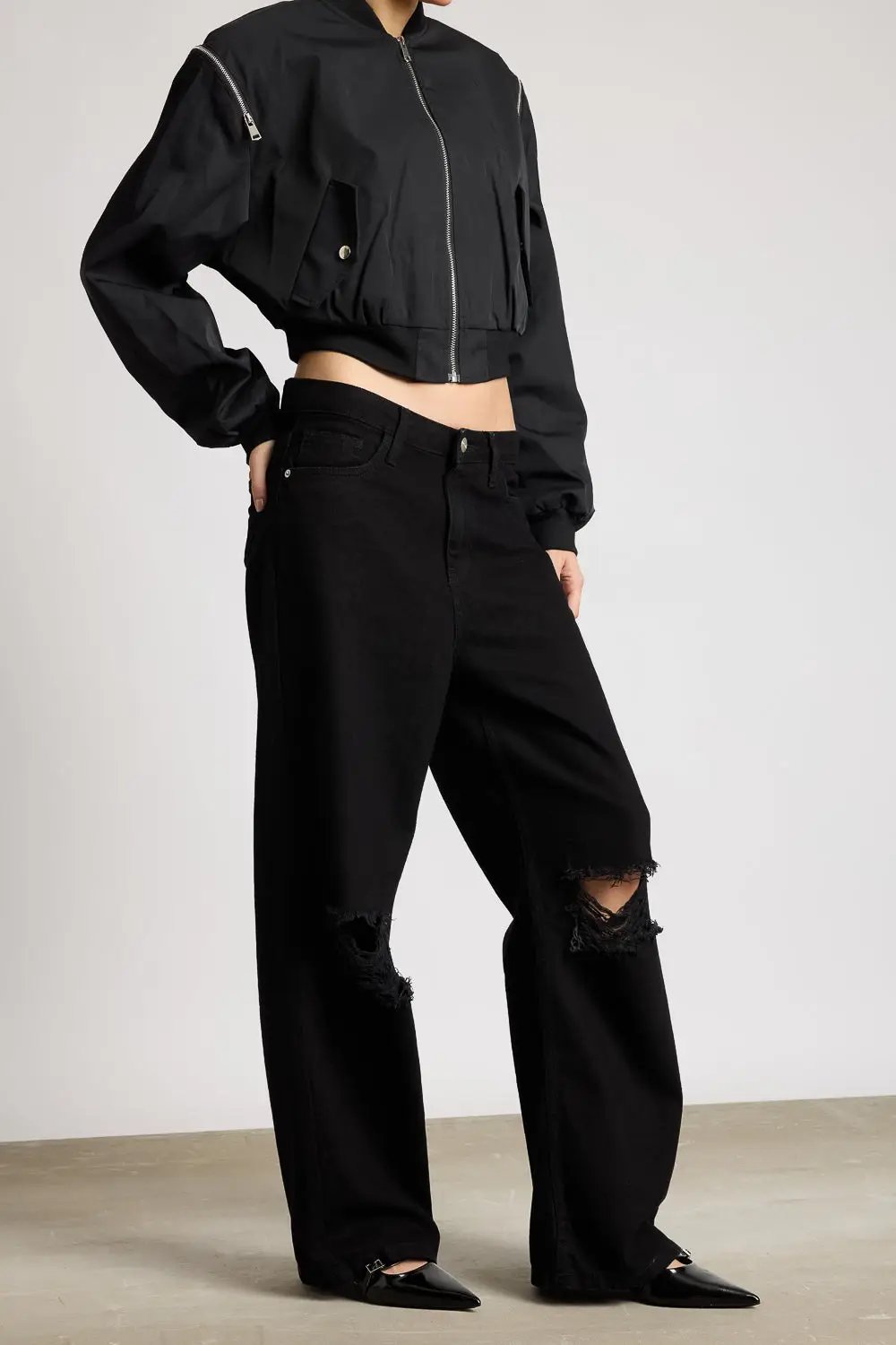 Coal Washed Women's Wide Jeans