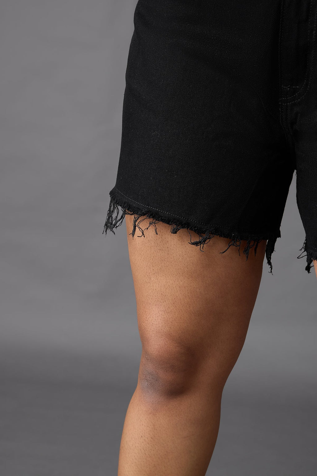 Curve Black Frayed Shorts