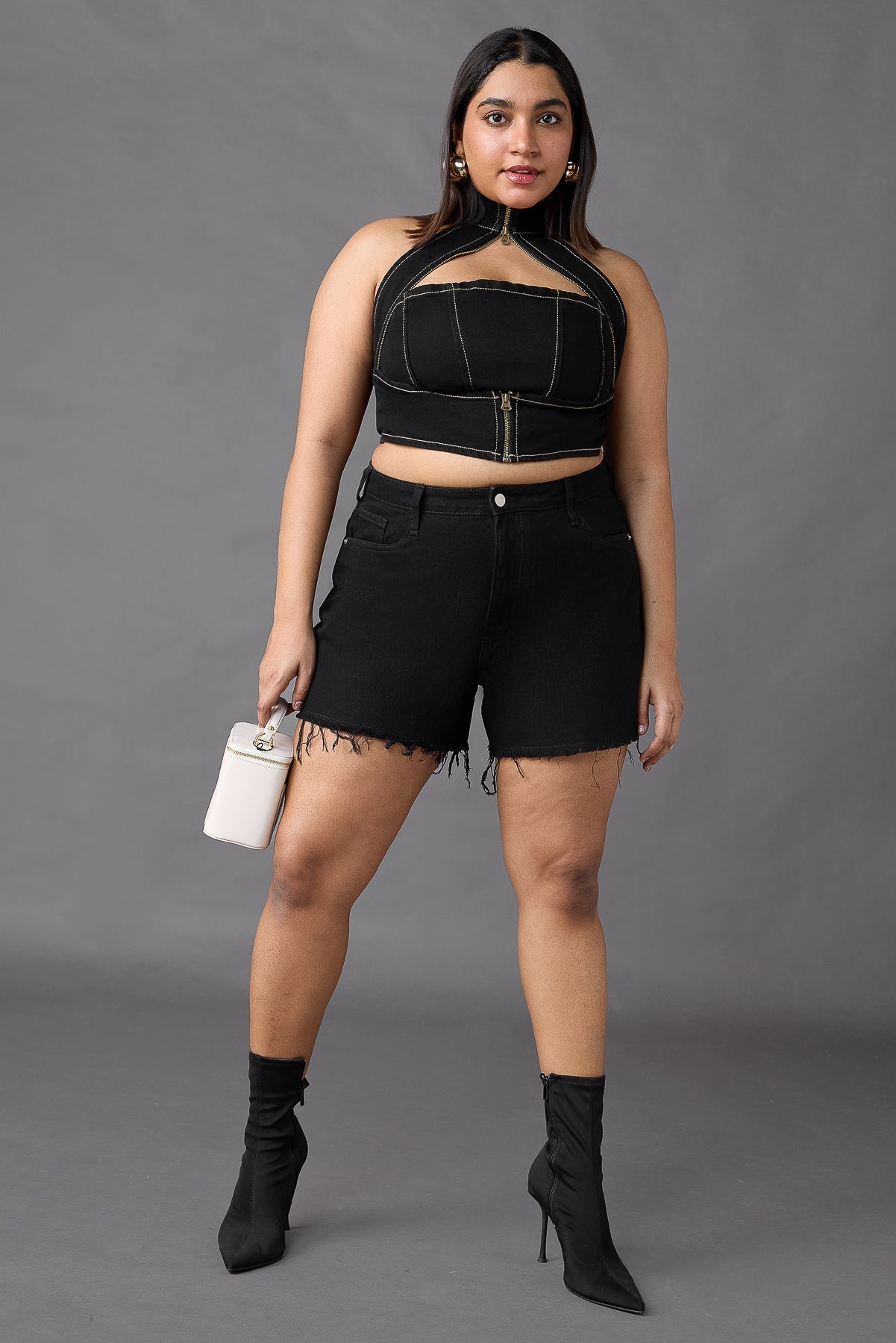 Curve Gothic Black Chained Top