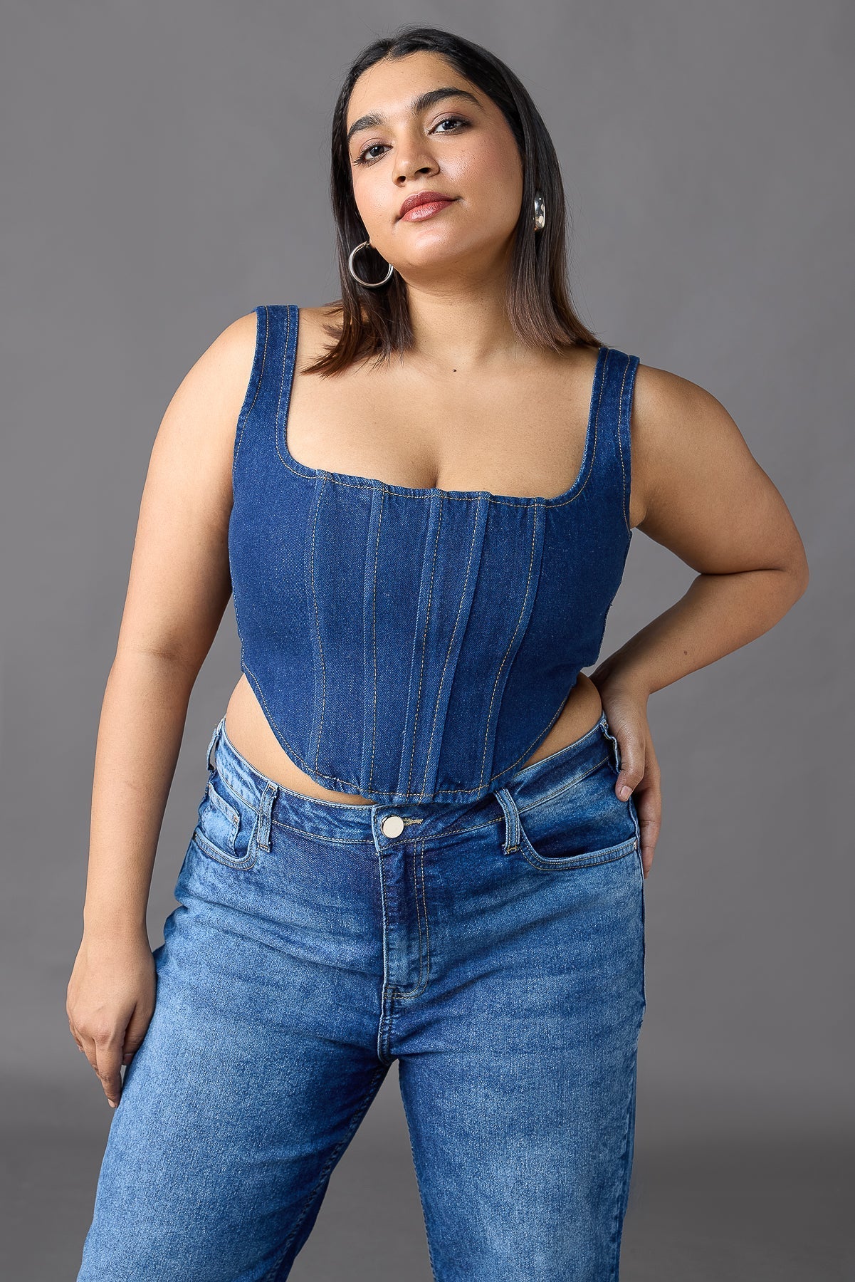 Curve Blue Bustier Corset Top