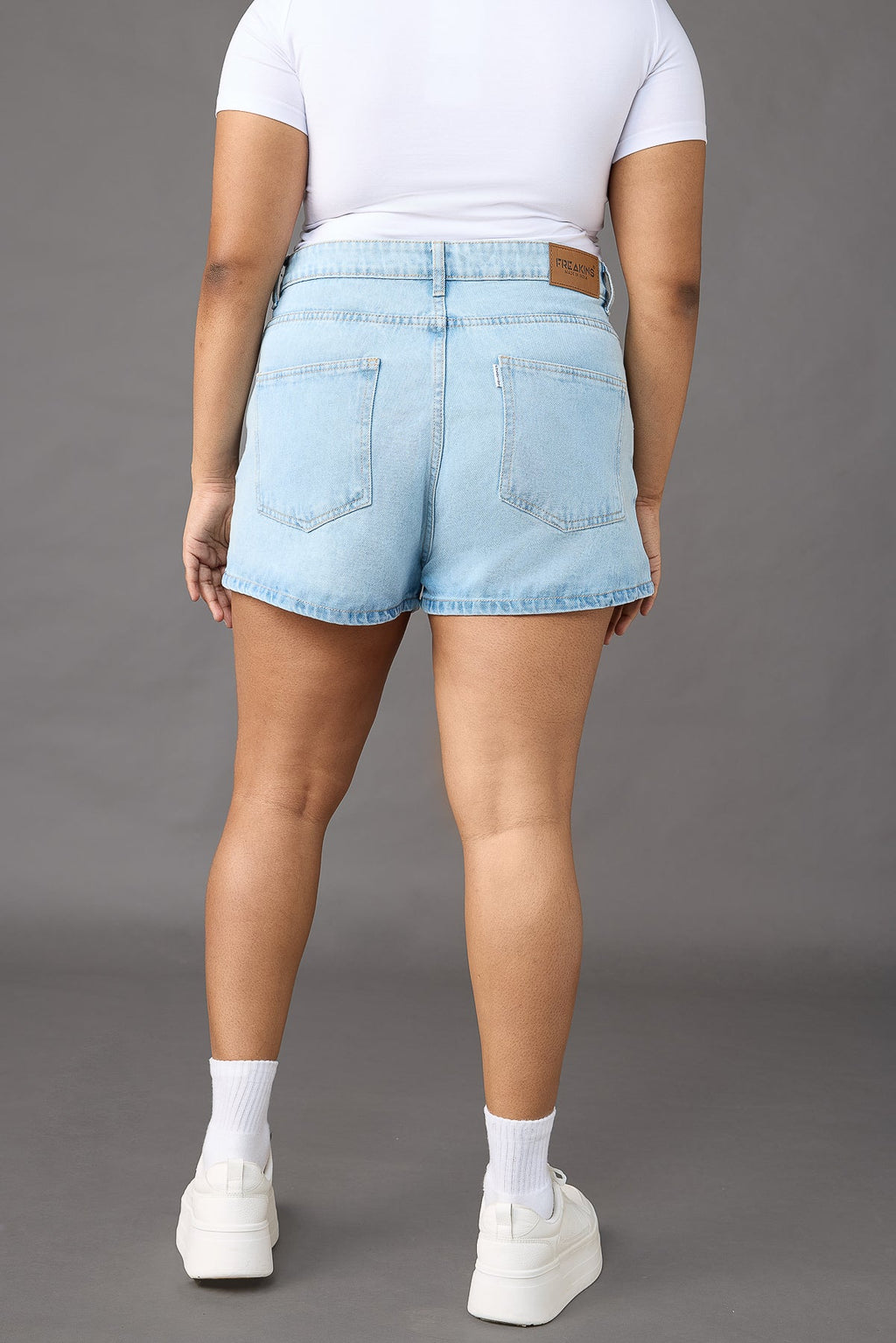Curve Light Blue Adjustable Waistband Shorts
