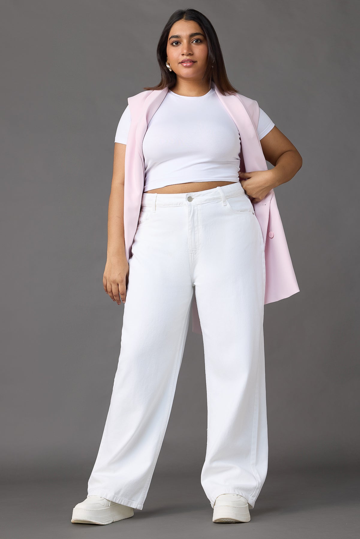 Curve Santorini Chic White Wide Jeans