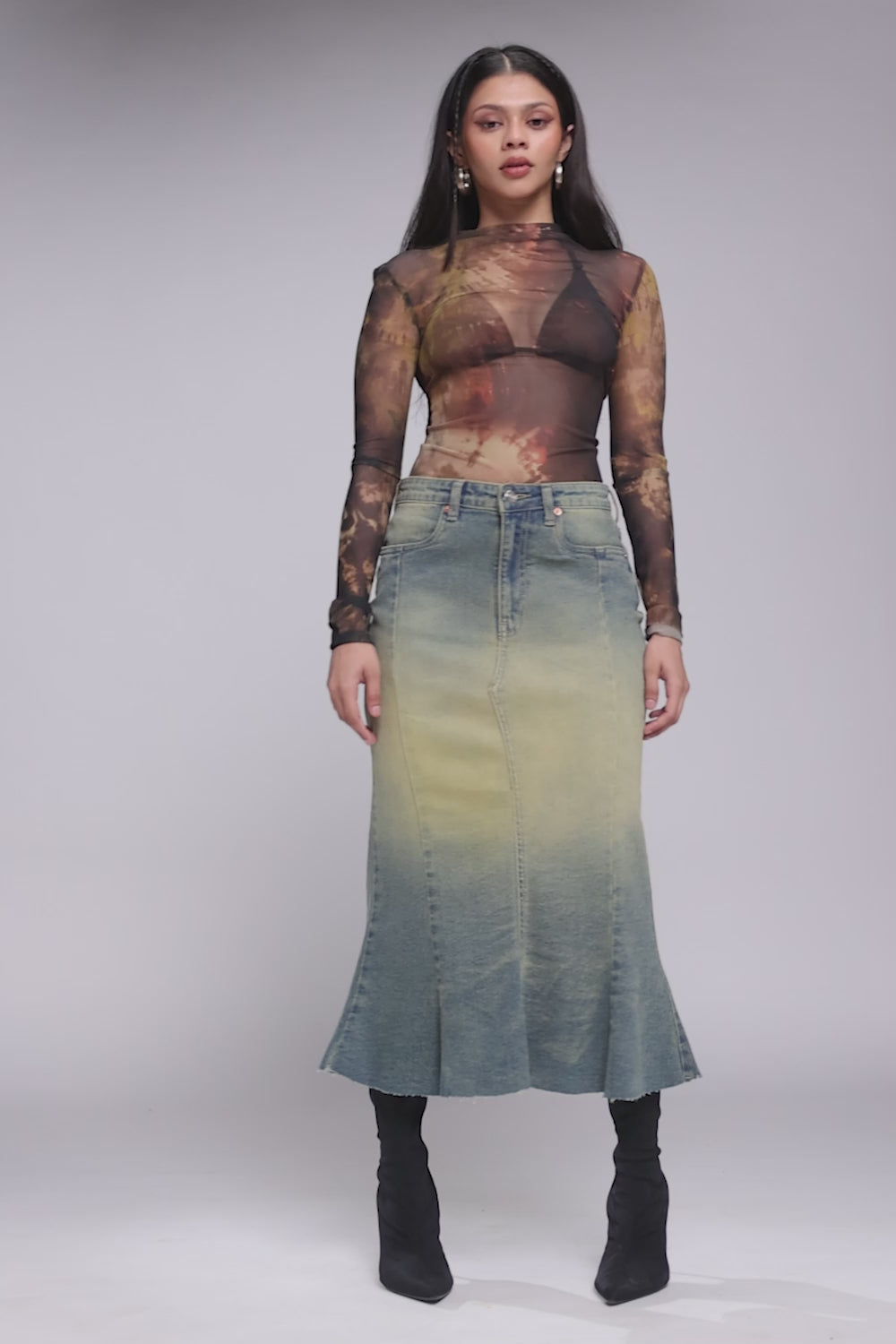 Retro Blue Women's Mermaid Denim Skirt