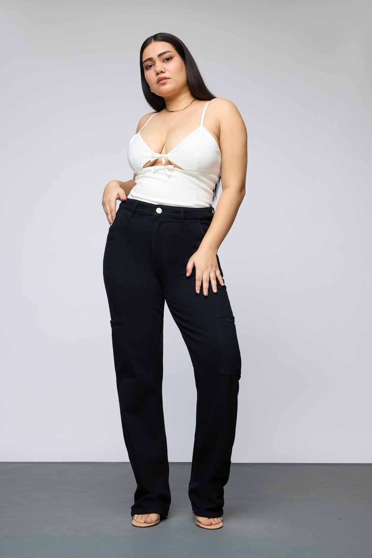 Curve Midnight Luxe Straight Cargo Jeans