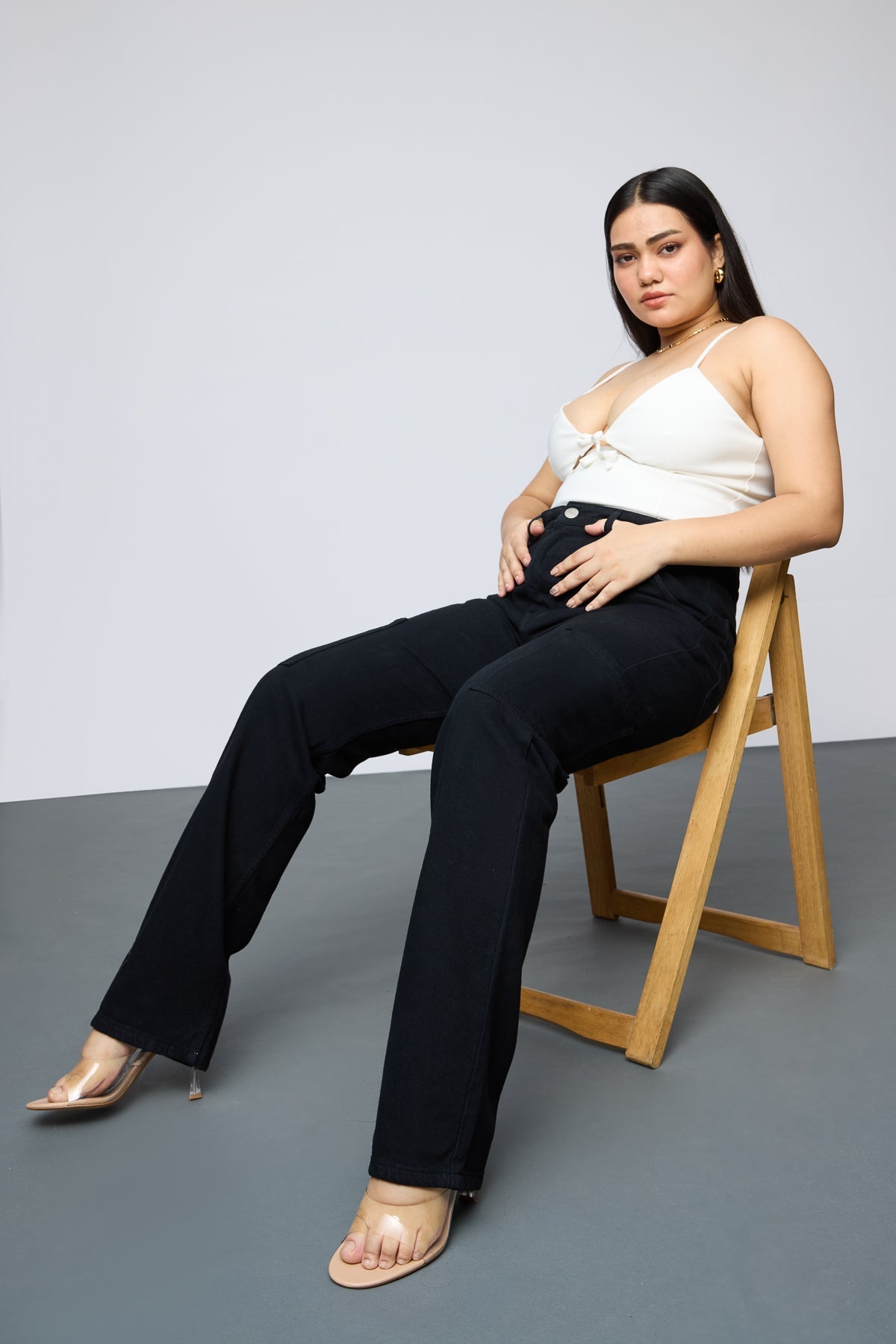 Curve Midnight Luxe Straight Cargo Jeans