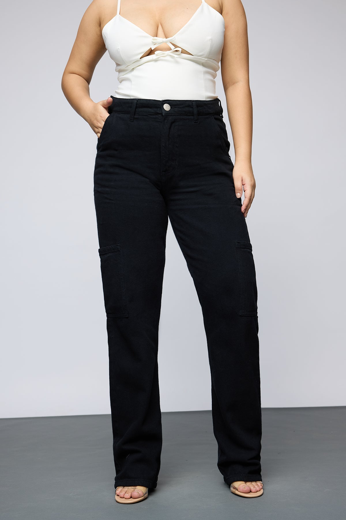 Curve Midnight Luxe Straight Cargo Jeans
