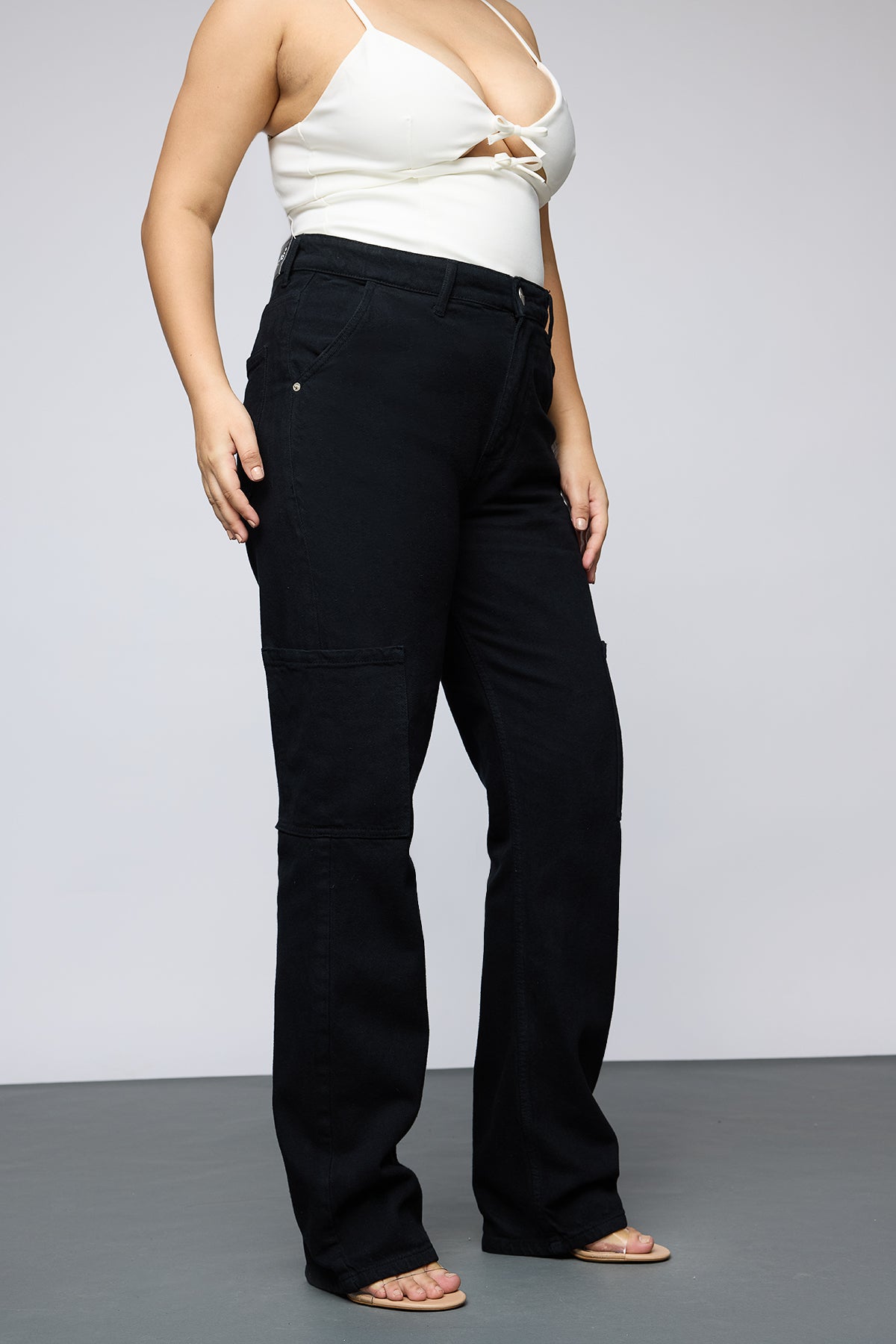 Curve Midnight Luxe Straight Cargo Jeans