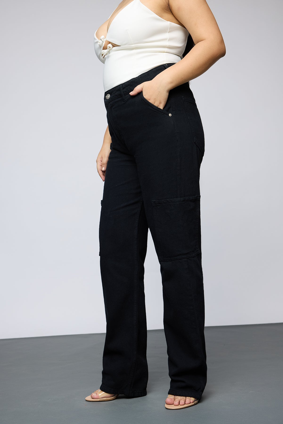 Curve Midnight Luxe Straight Cargo Jeans