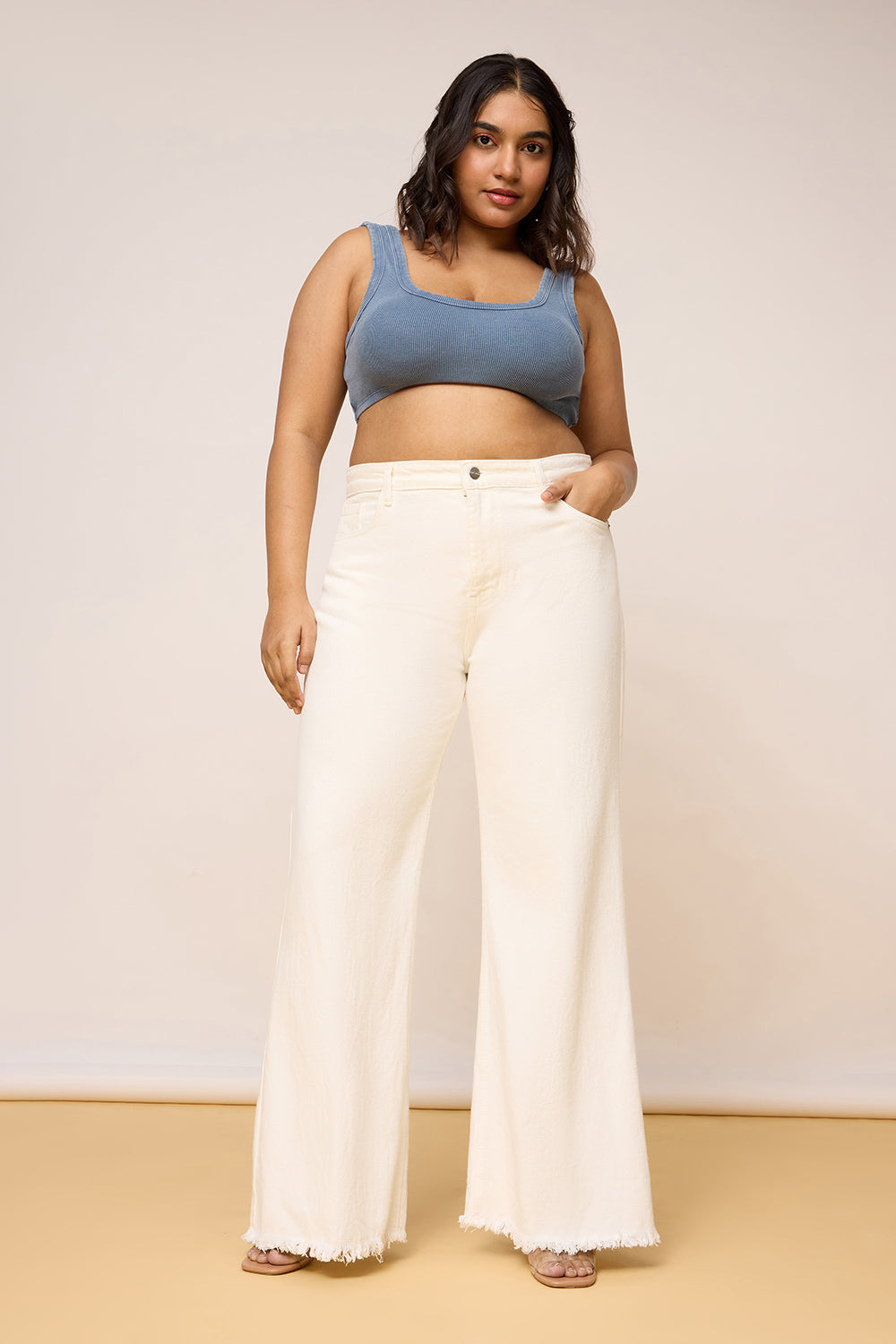 Curve Statement White Flare Jeans