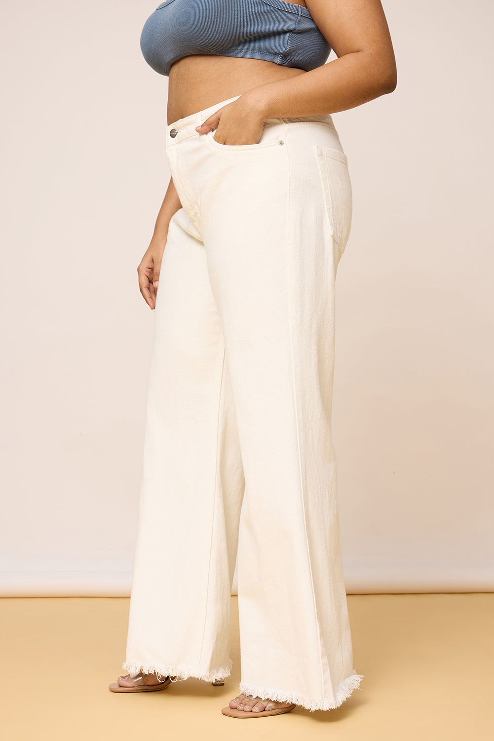 Curve Statement White Flare Jeans