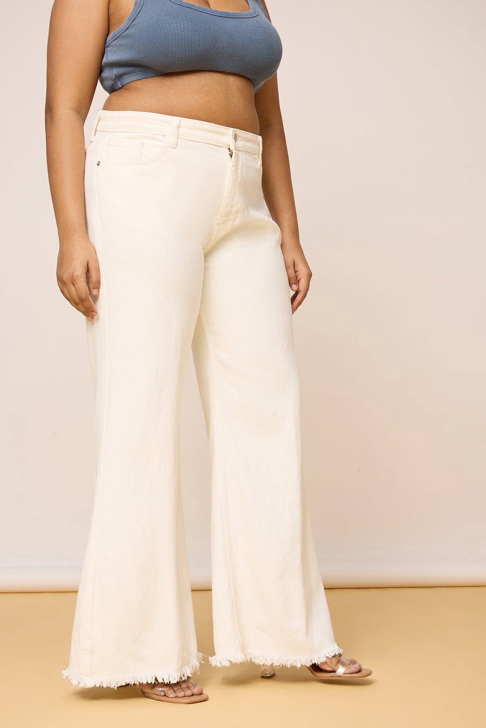 Curve Statement White Flare Jeans