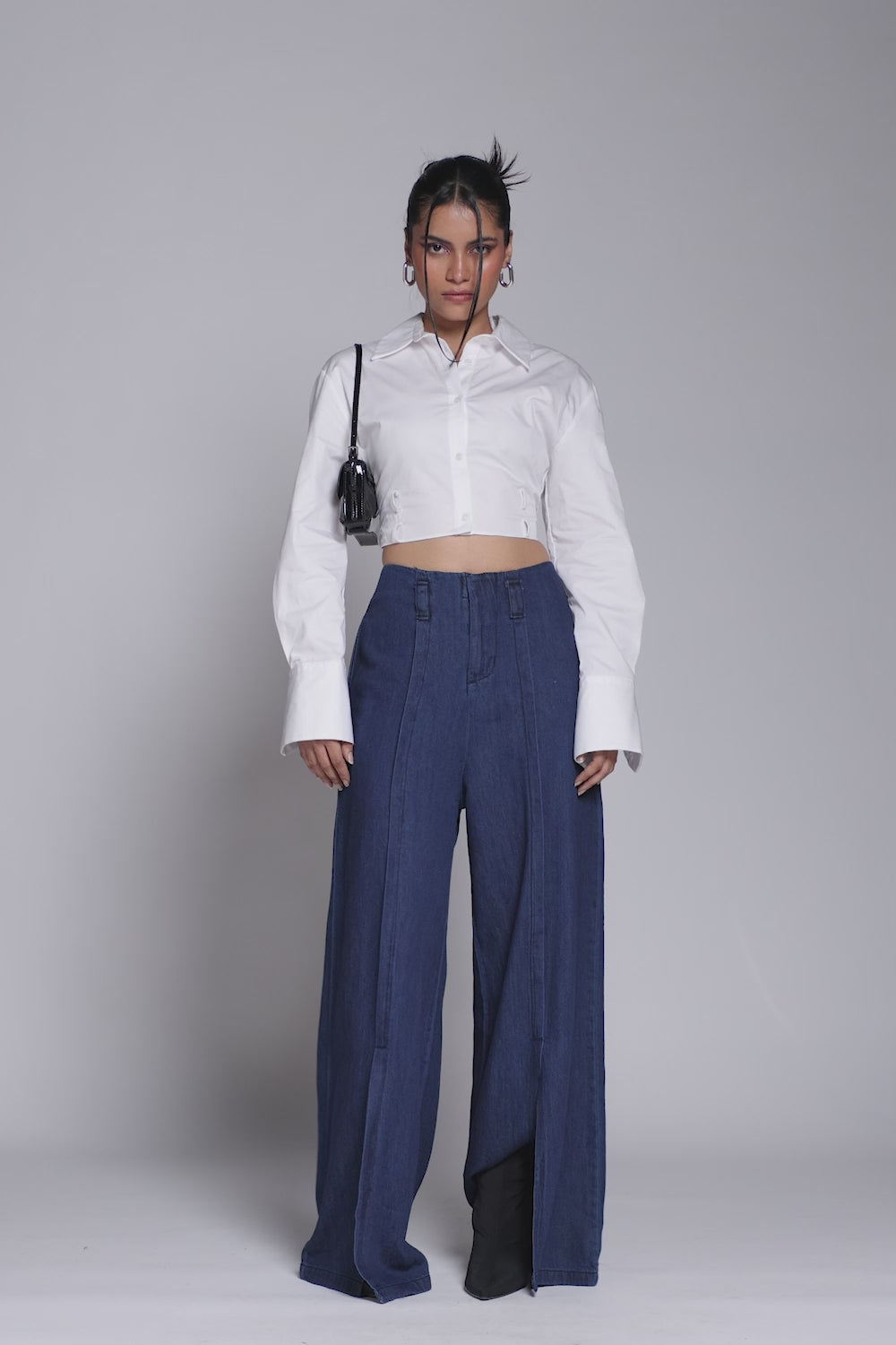 Indigo Blitz Front Slit Denim Korean Pants