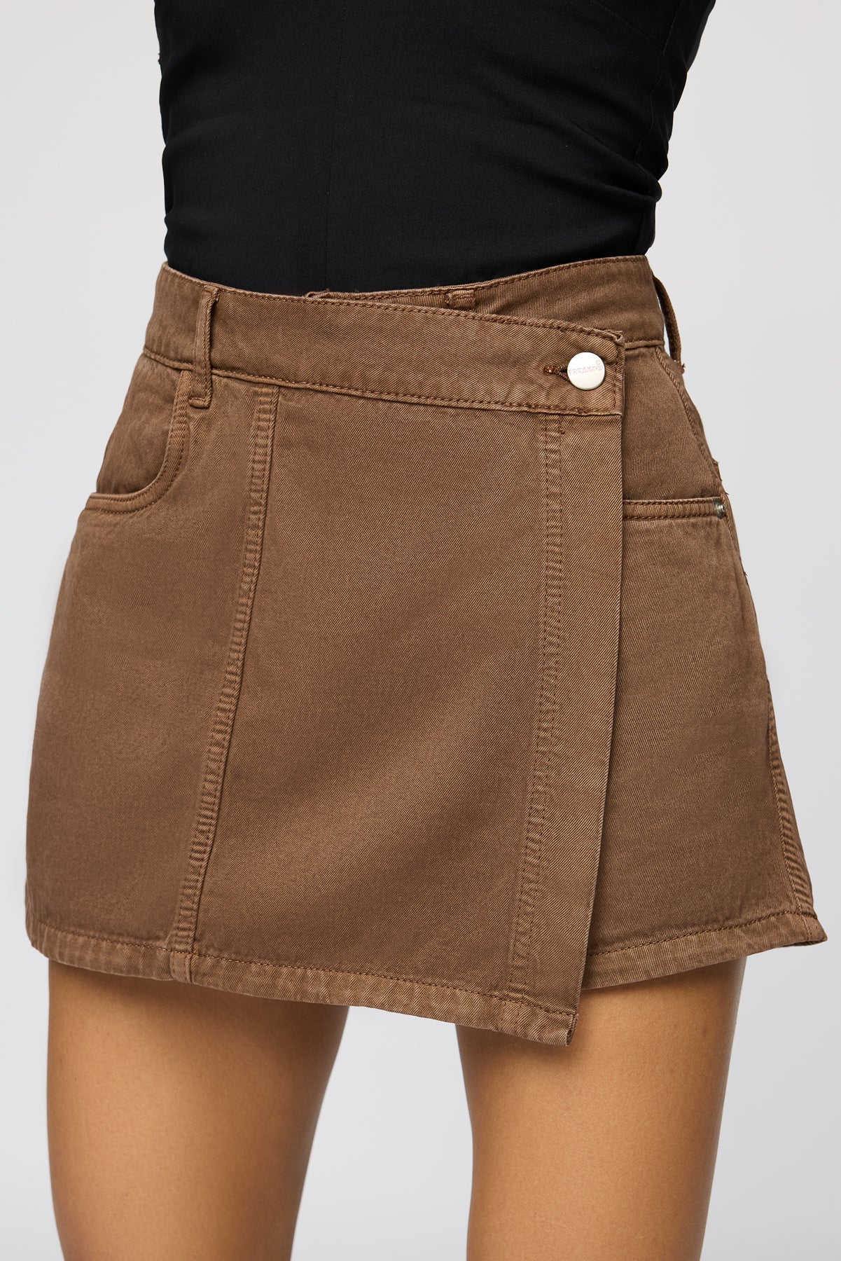 Pecan Brown Asymmetric Skort