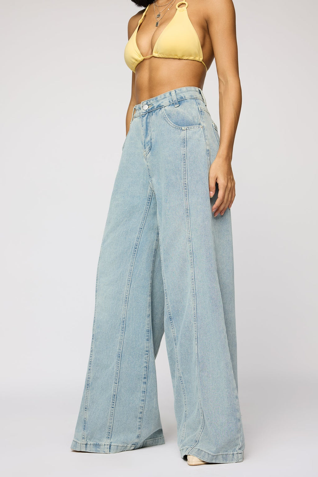 Dew Blue Women's Flared Korean Pants
