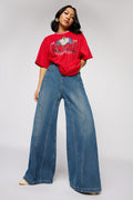 Classic Navy Women's Flared Denim Korean Pants