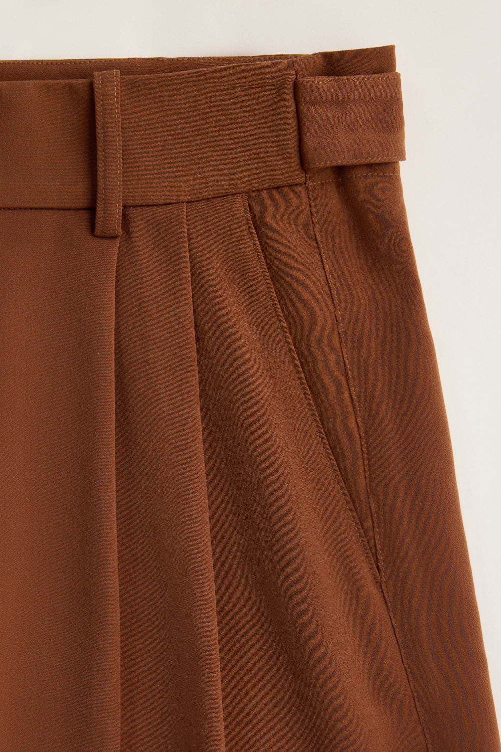 Downtown Brown Adjustable Pleated Women's Straight Korean Pants