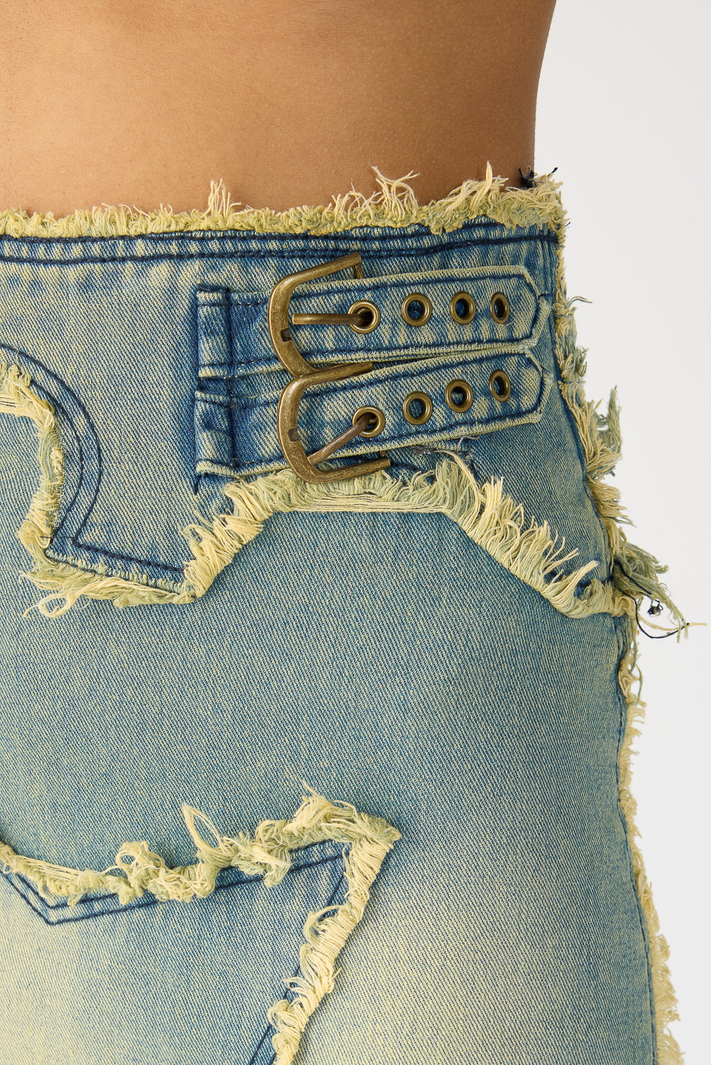 Yellow Tinted Stone Blue Maxi Skirt