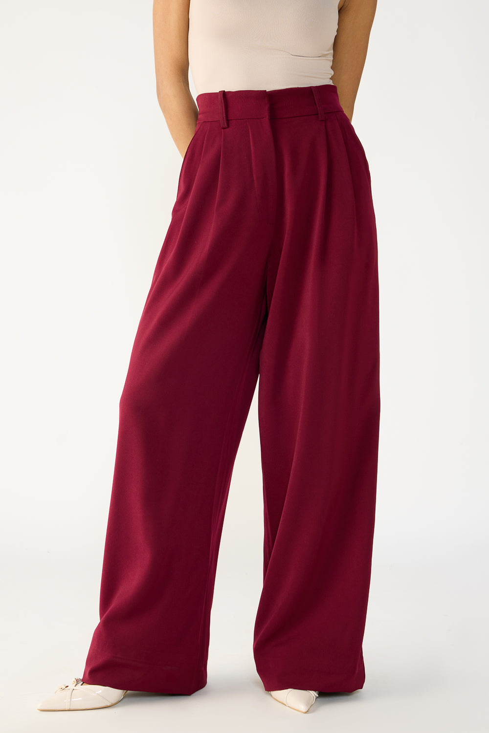 Burnt Maroon Adjustable Women's Flare Korean Pants