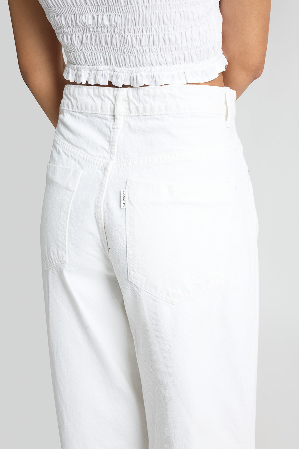White Distressed Women's Wide Leg Jeans