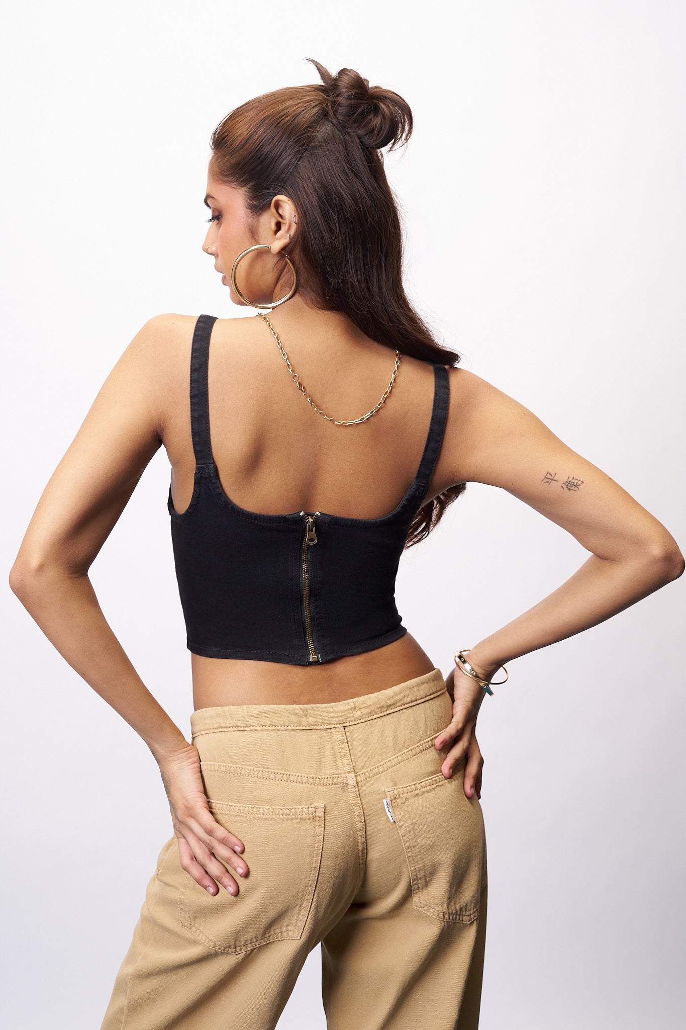 Dark Ash Adjustable Women's Cutout Corset Top