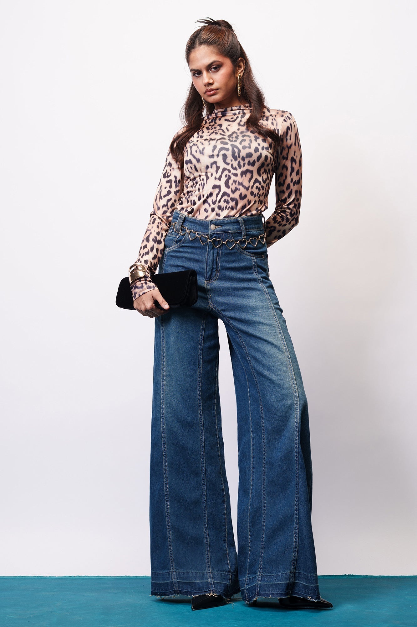 Endless Blue Super Flare Denim Korean Pants