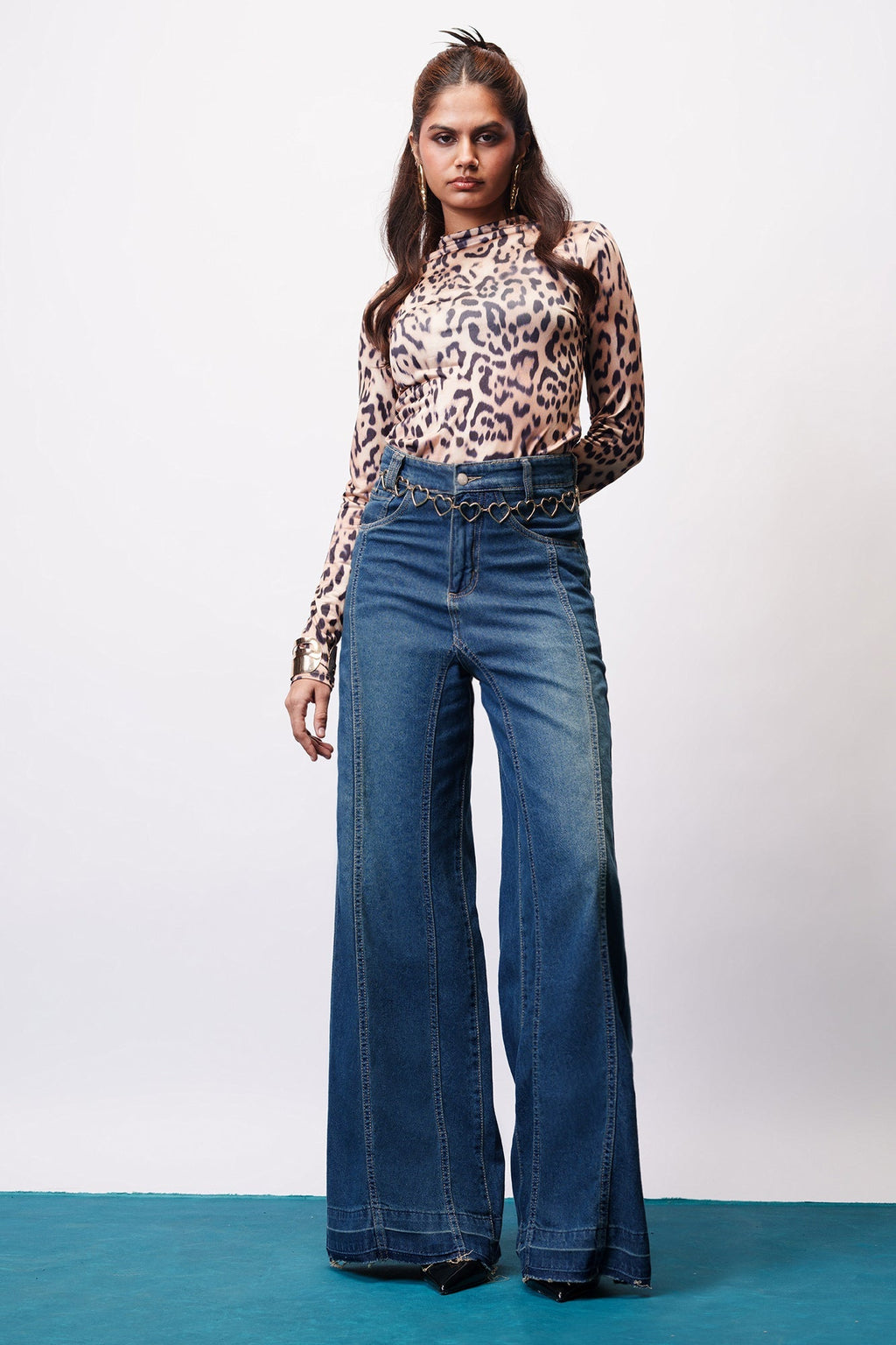 Endless Blue Super Flare Denim Korean Pants