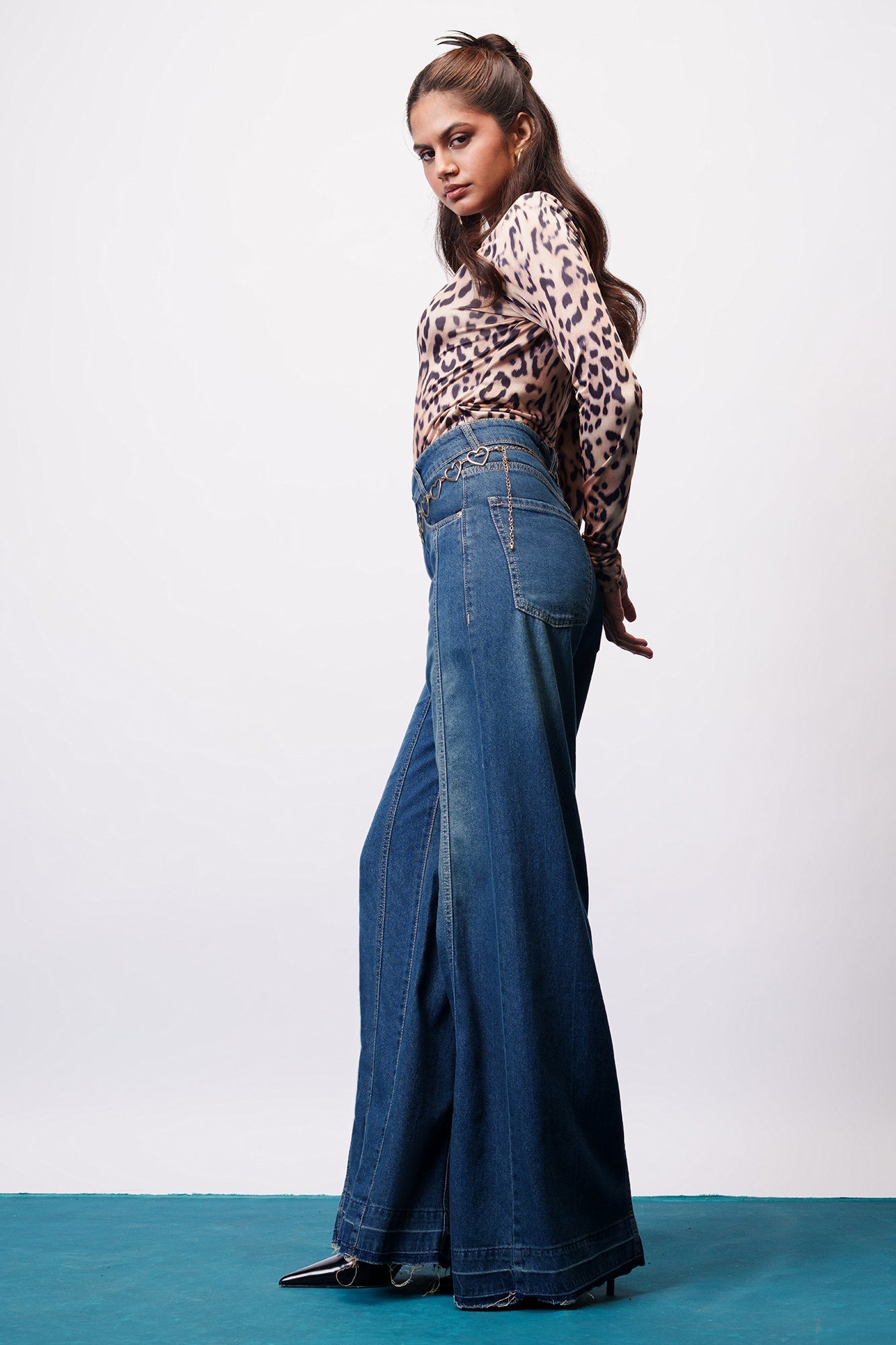 Endless Blue Super Flare Denim Korean Pants