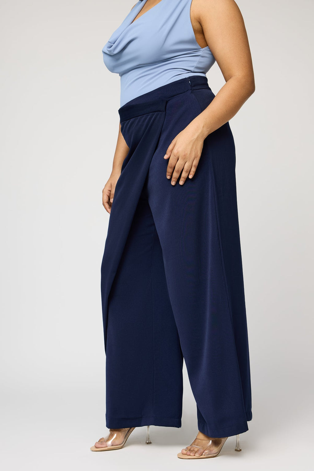 Curve Royal Navy Pareo Straight Pants