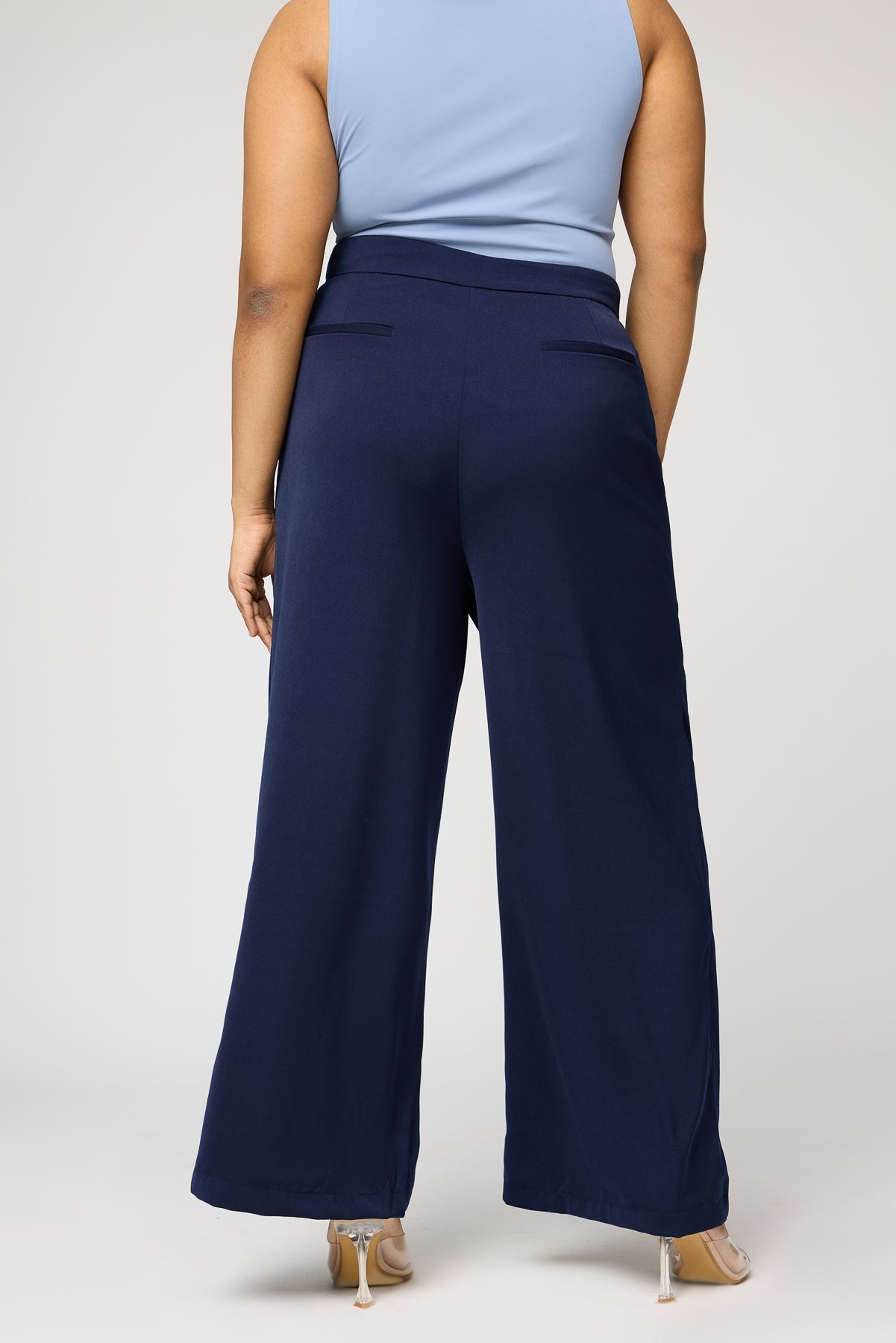 Curve Royal Navy Pareo Straight Pants