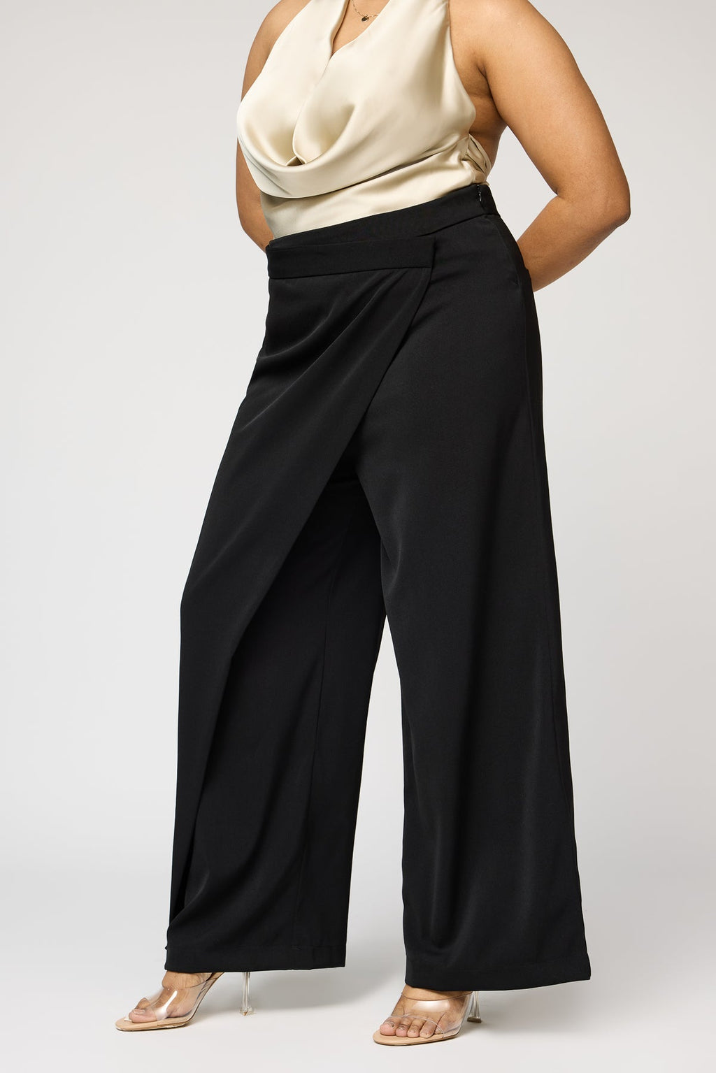 Curve Cinder Black Pareo Straight Korean Pants