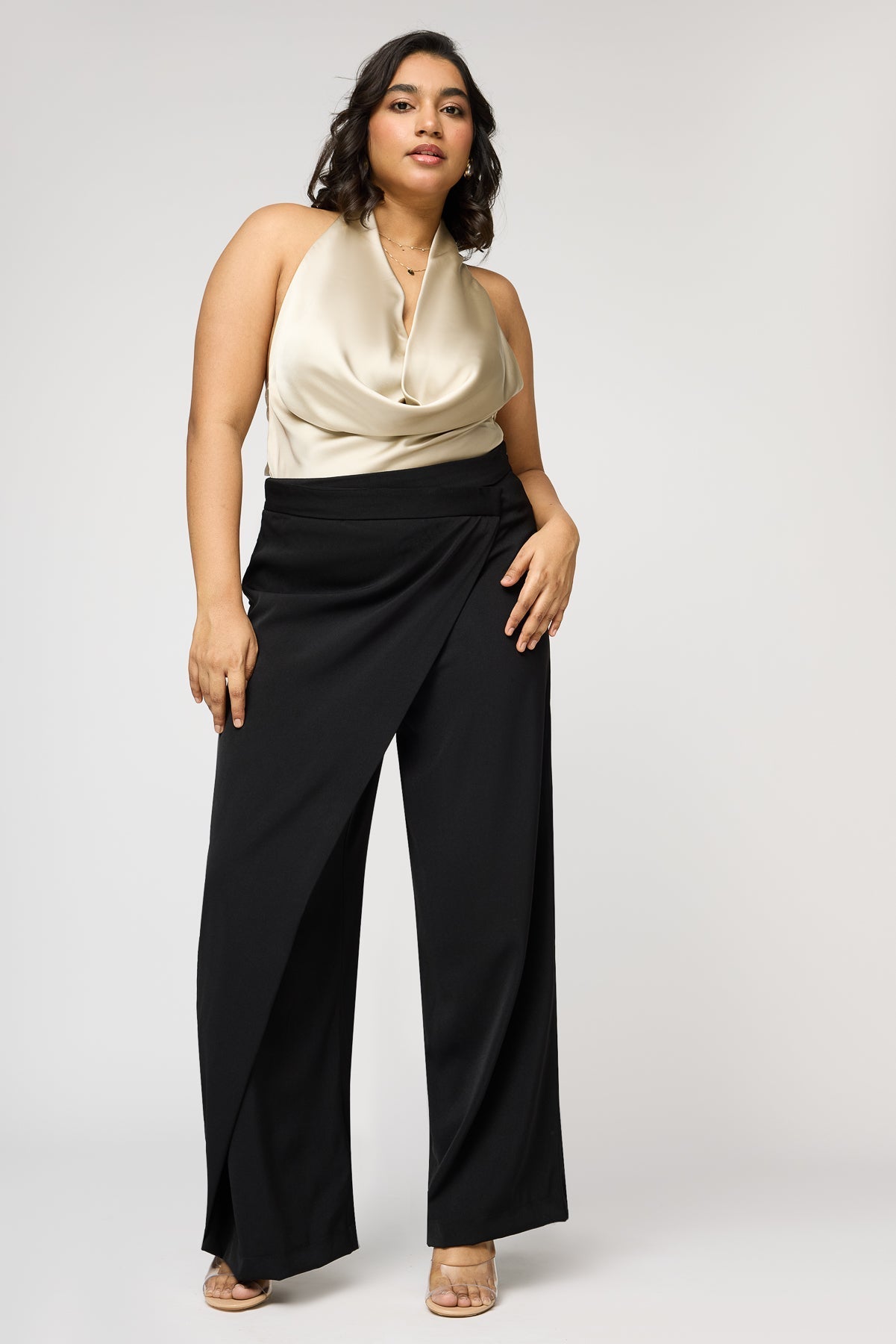 Curve Cinder Black Pareo Straight Korean Pants