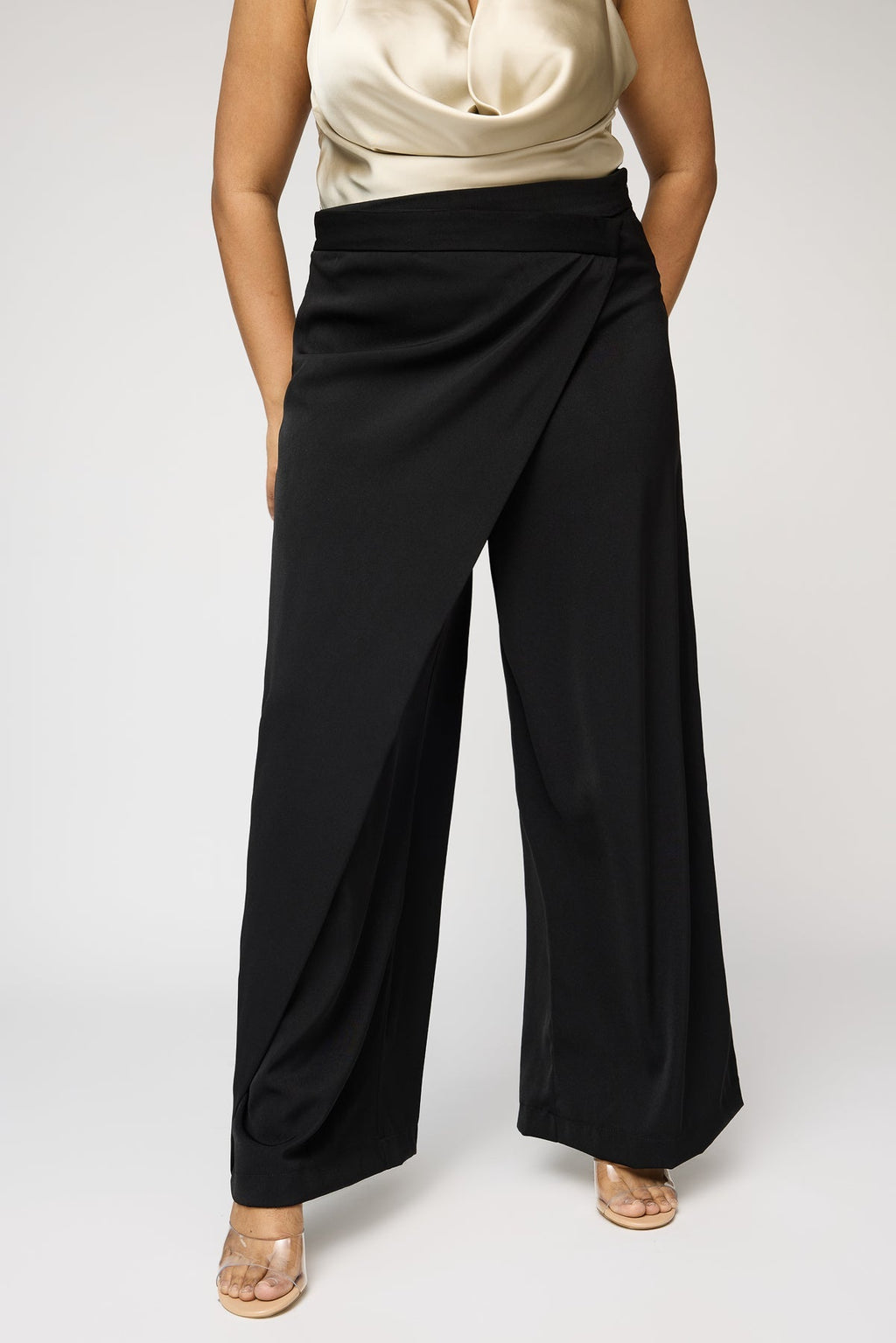 Curve Cinder Black Pareo Straight Korean Pants