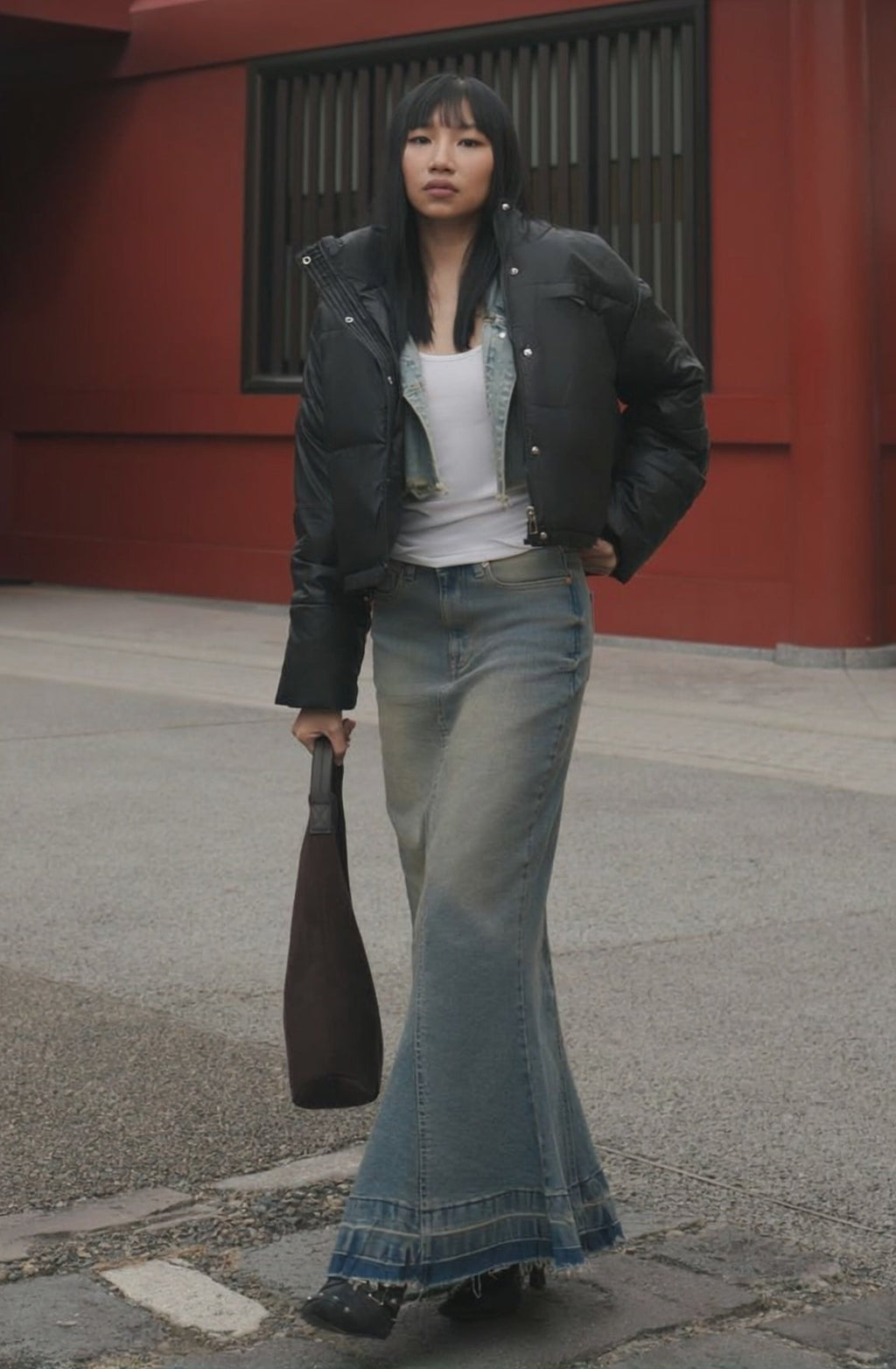 Retro Trail Denim Mermaid Skirt
