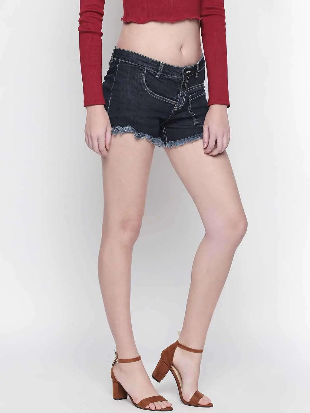 Dark Blue Shorts With Front Pockets
