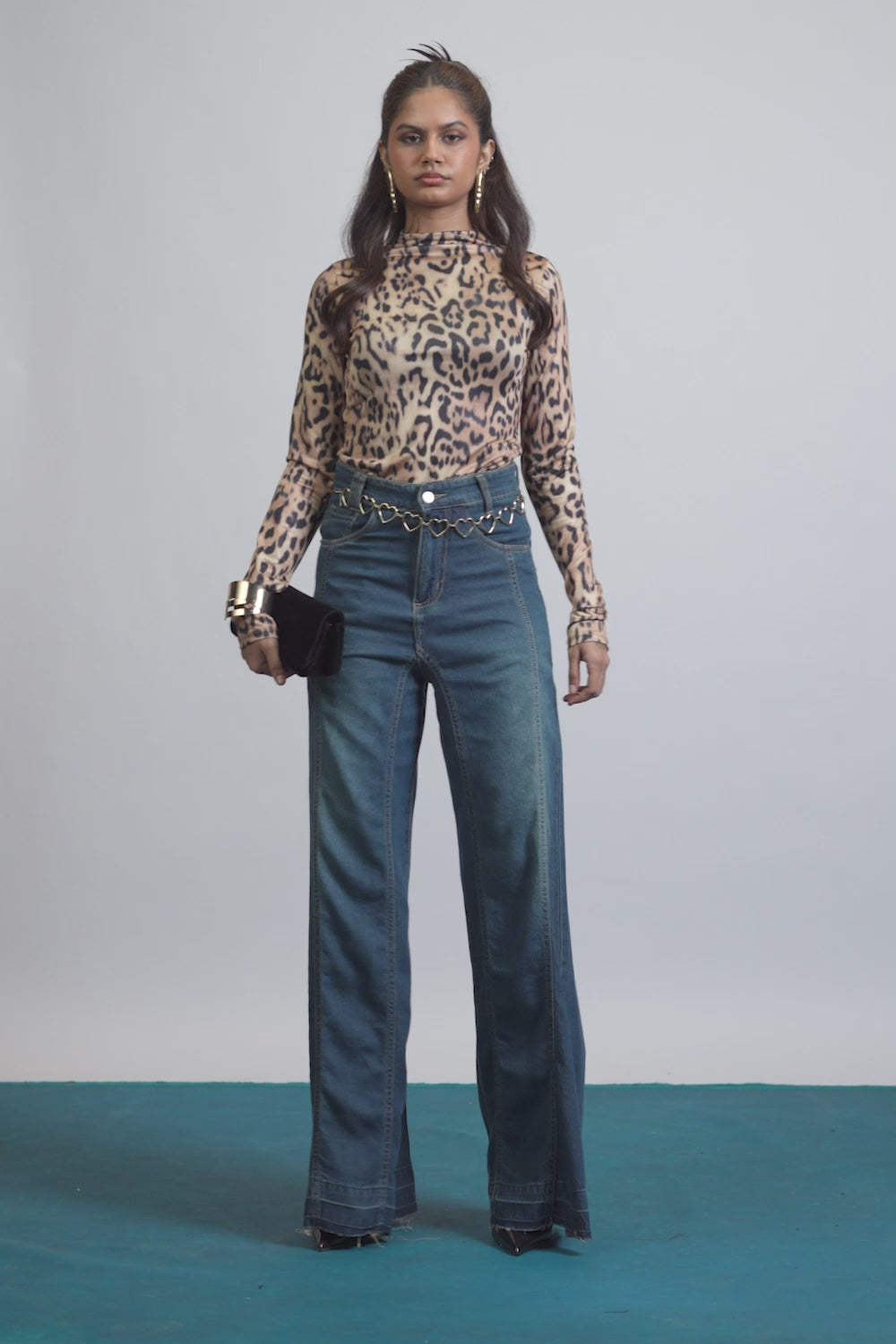 Endless Blue Super Flare Denim Korean Pants