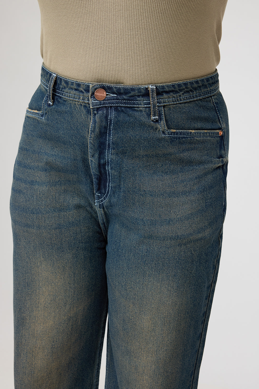 Curve Blue Tinted Straight Jeans