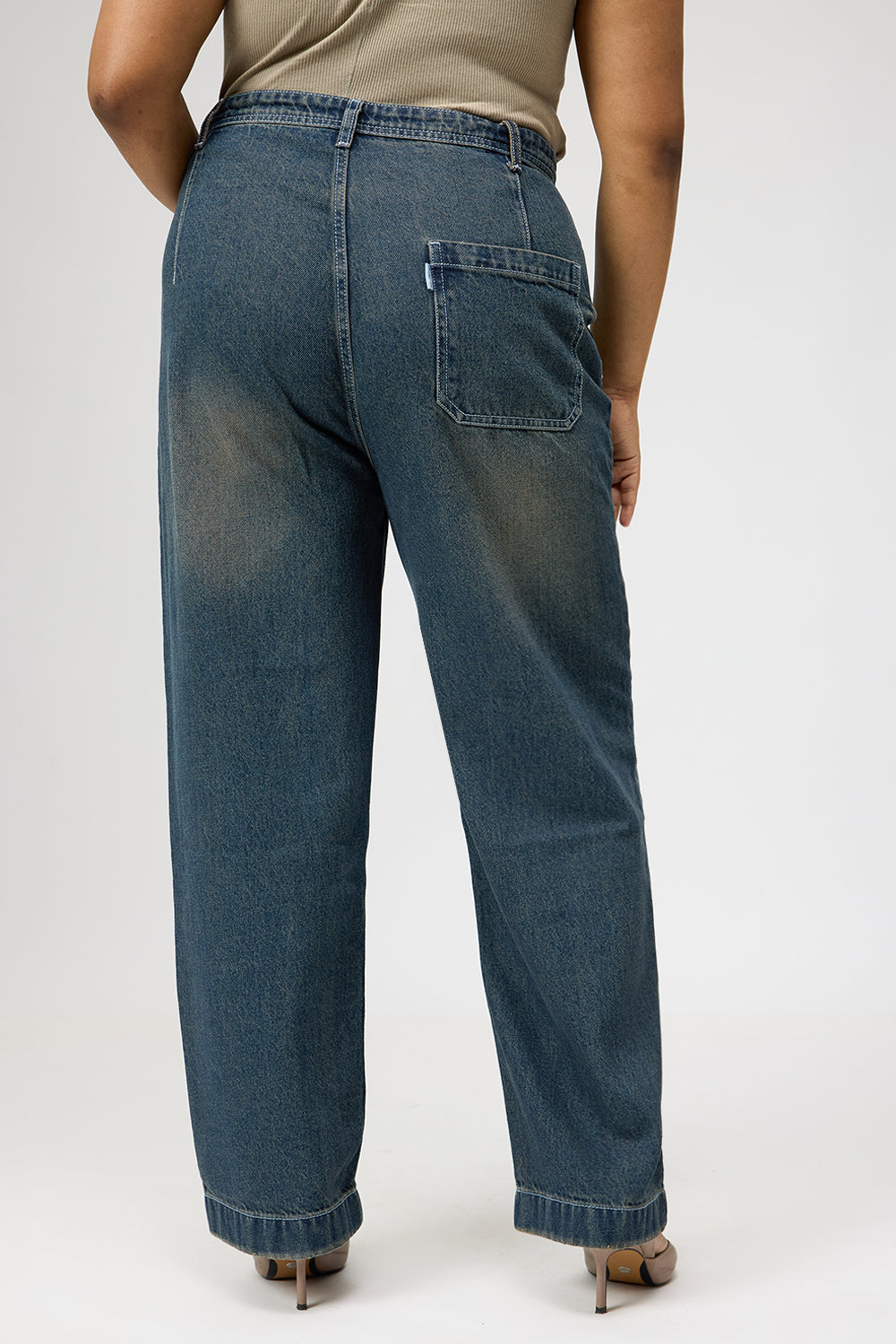 Curve Blue Tinted Straight Jeans