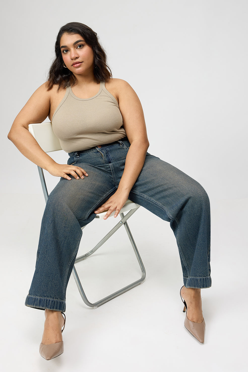 Curve Blue Tinted Straight Jeans