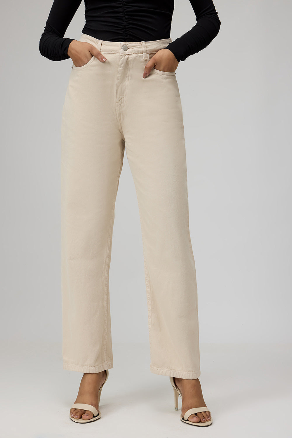 Classic Off-White Women's Straight Jeans