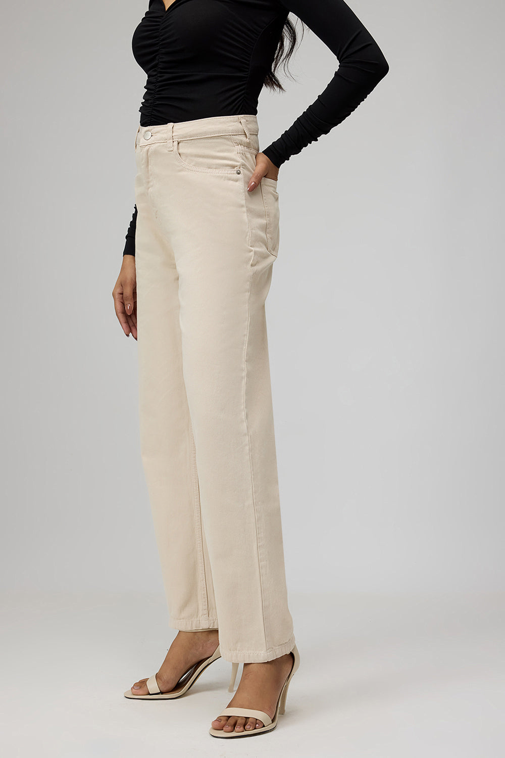 Classic Off-White Women's Straight Jeans