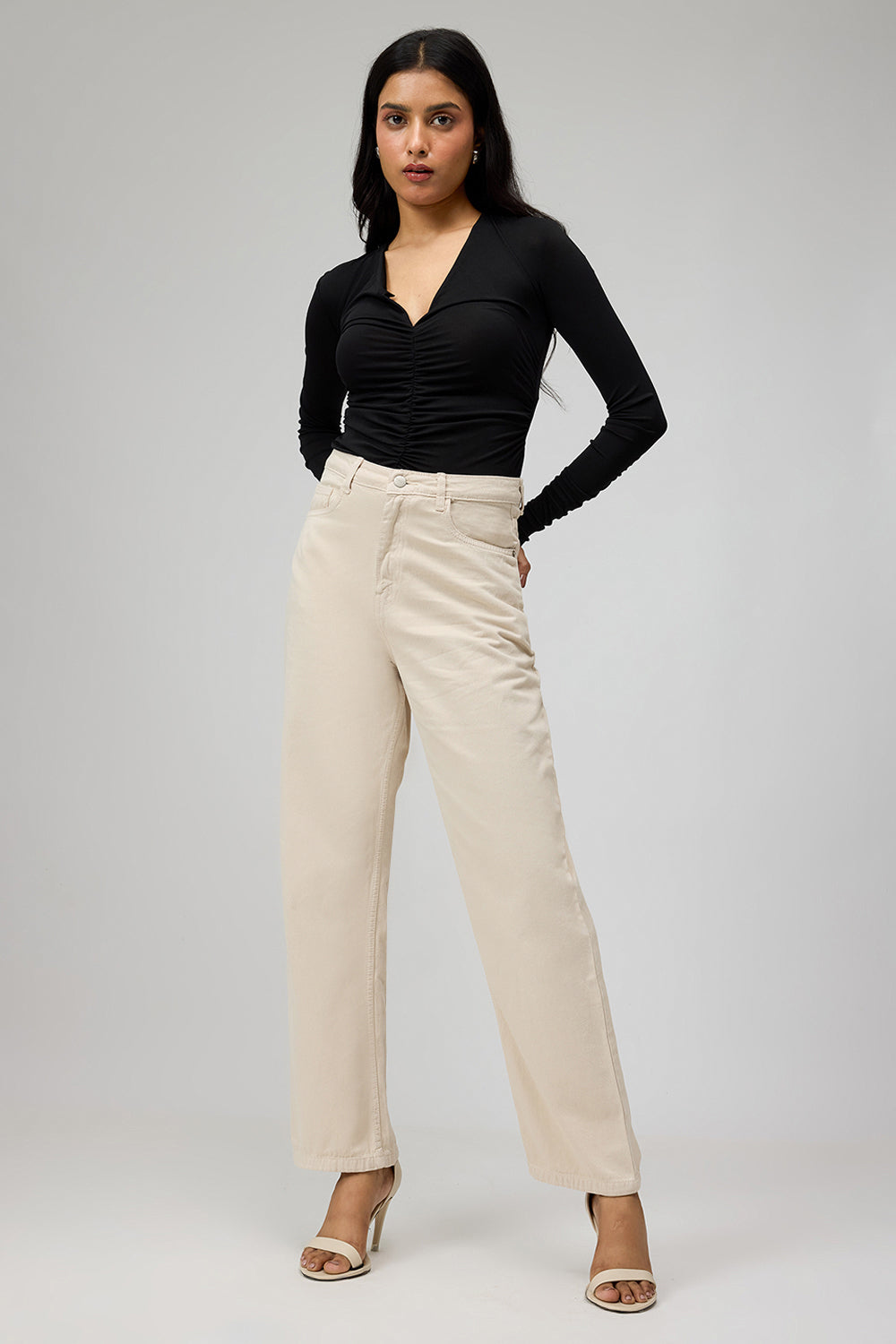 Classic Off-White Women's Straight Jeans