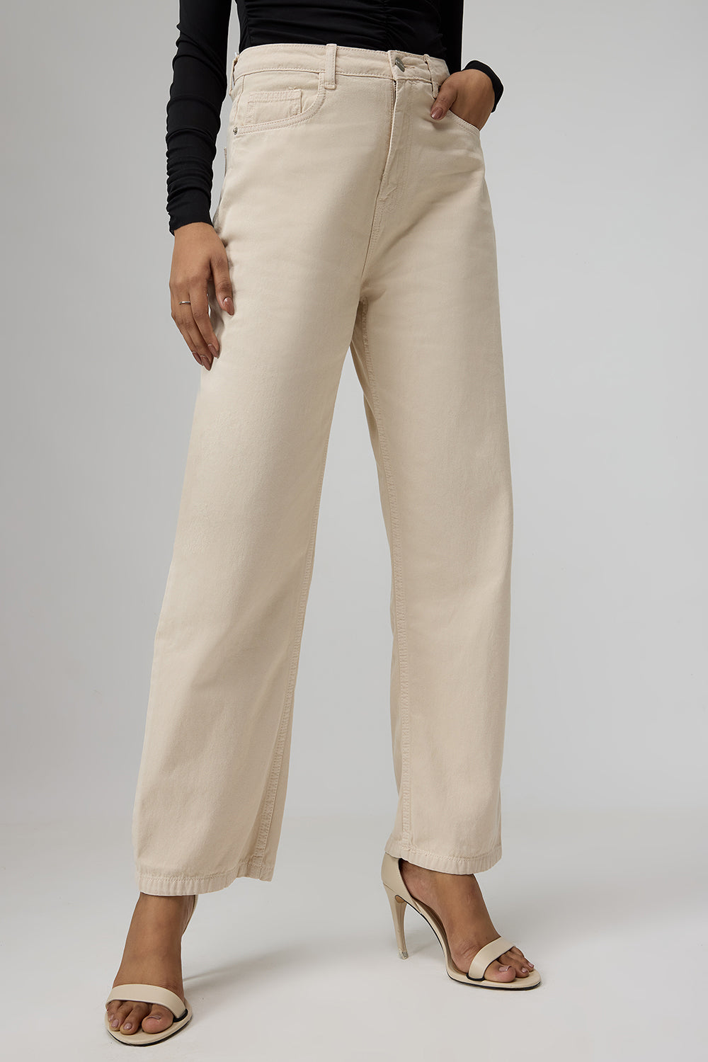 Classic Off-White Women's Straight Jeans