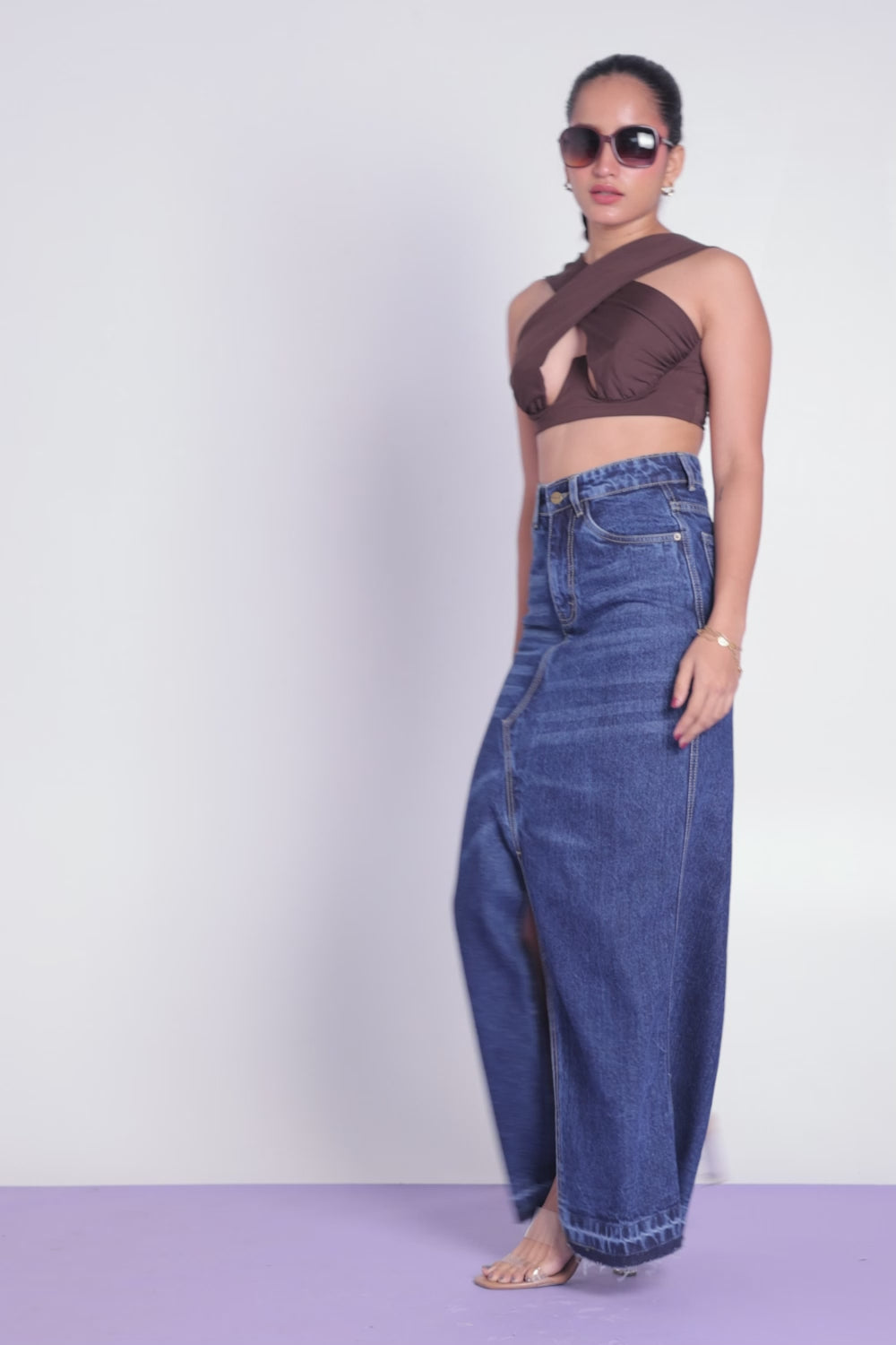 Indigo Skyler Mid Slit Maxi Skirt