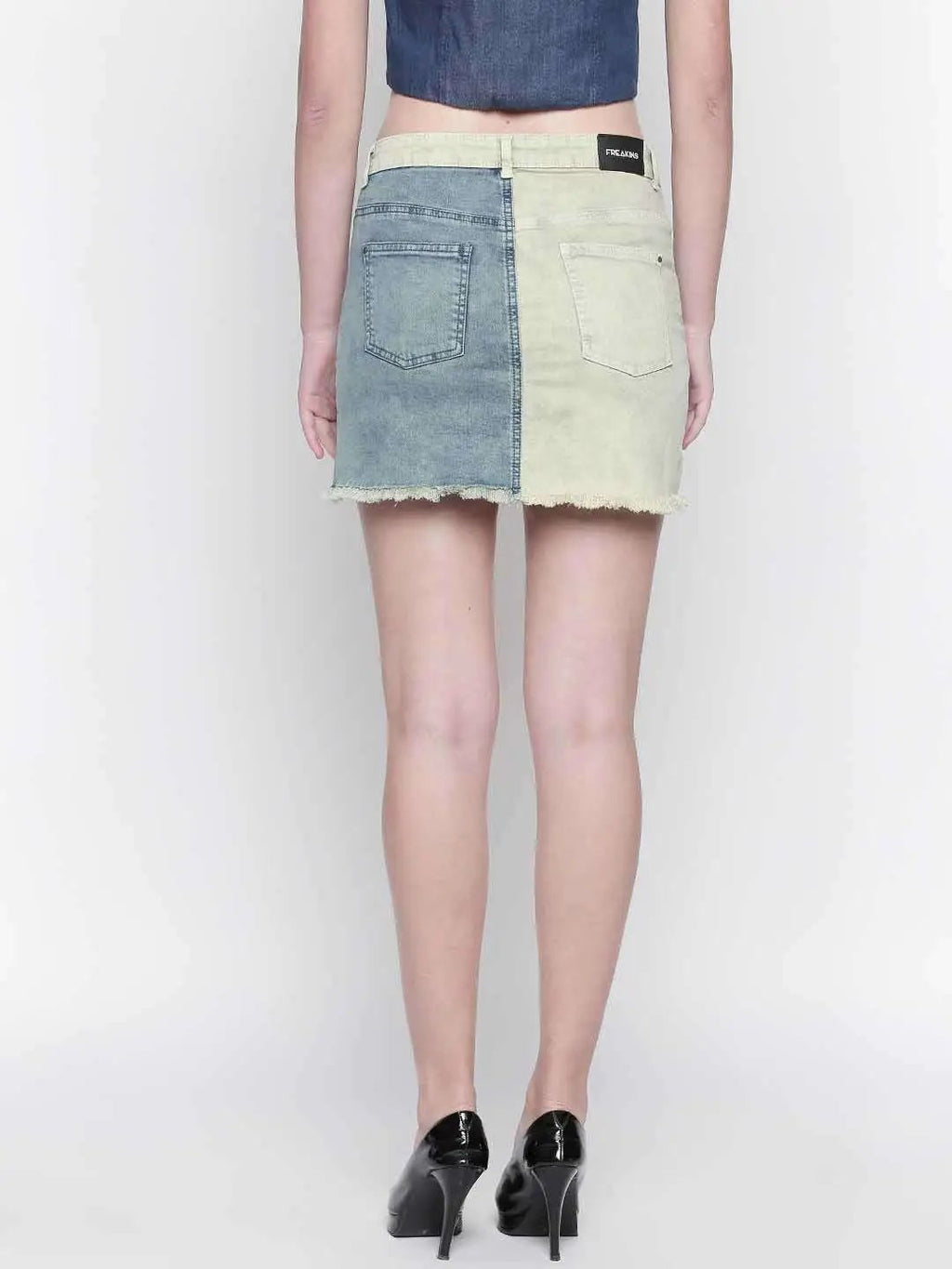 Denim Patched Skirt