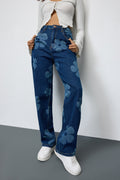 Midnight Blooms Floral Stretch Straight Jeans