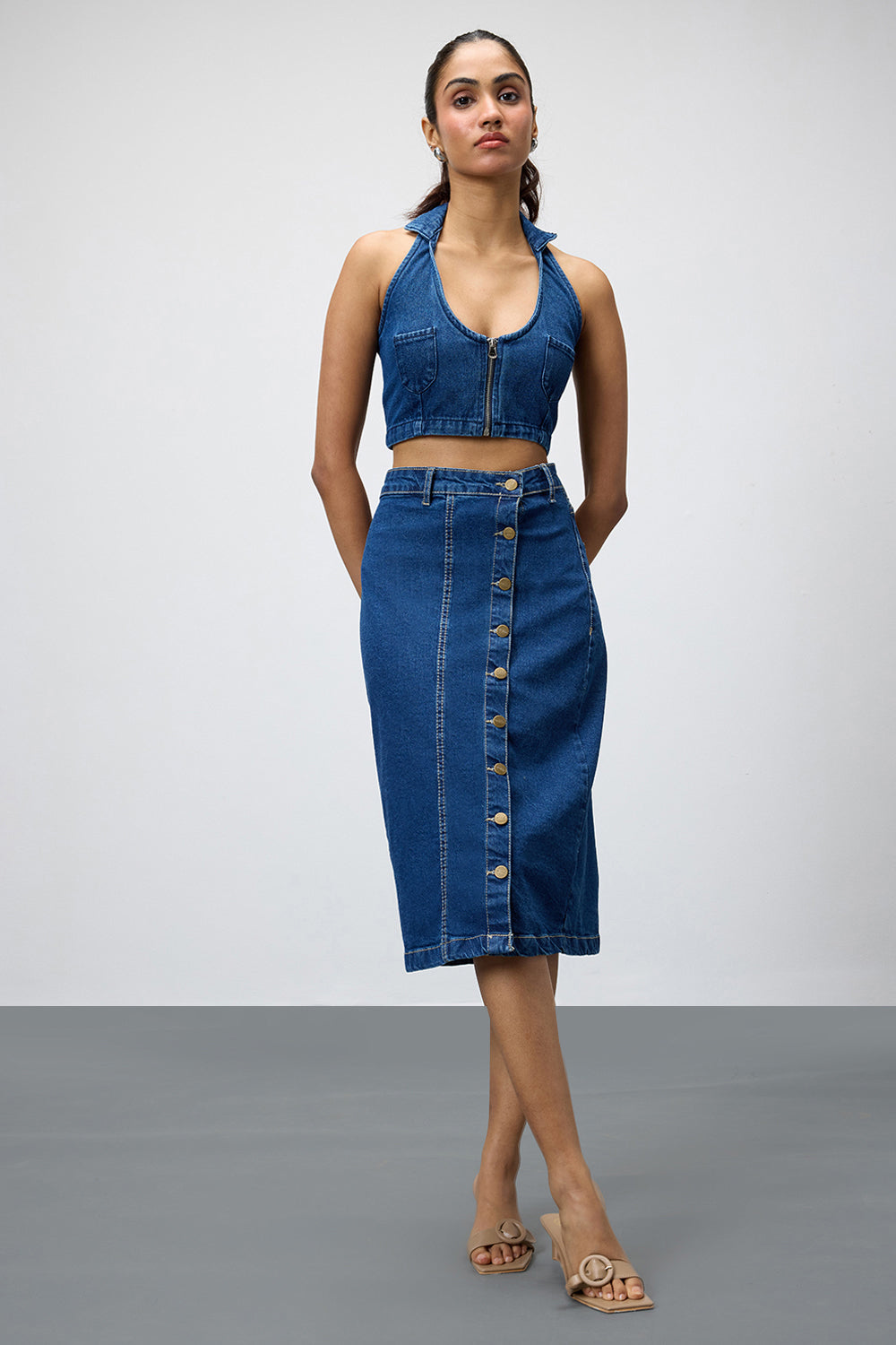 Blue Abyss Women's Denim Cropped Top