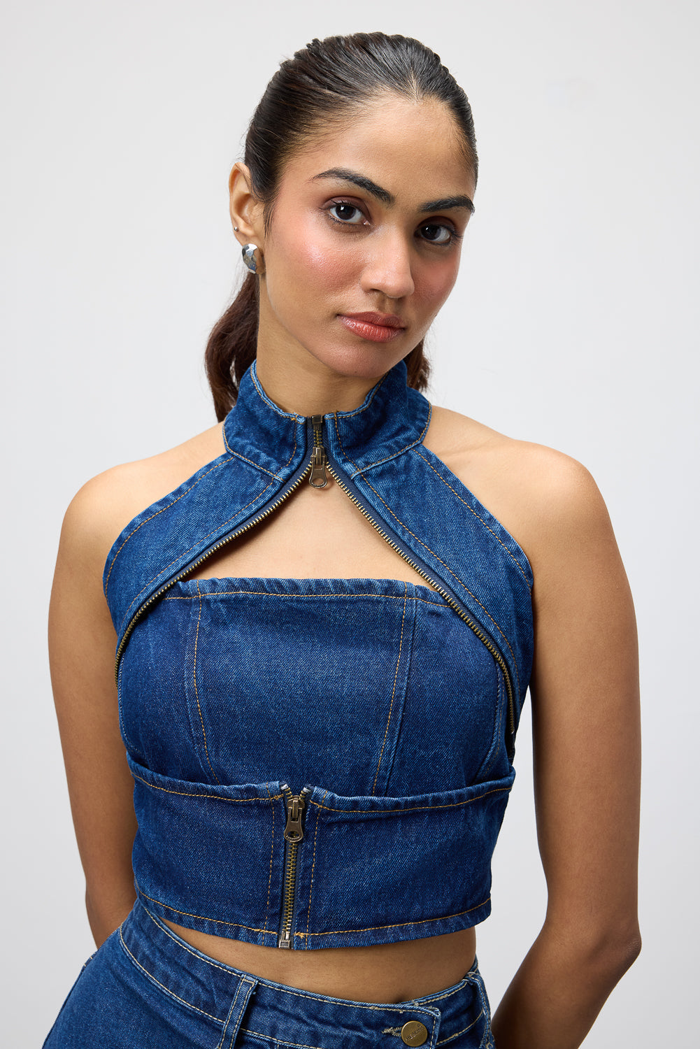 Indigo Enigma Gothic Chained Women's Denim Top
