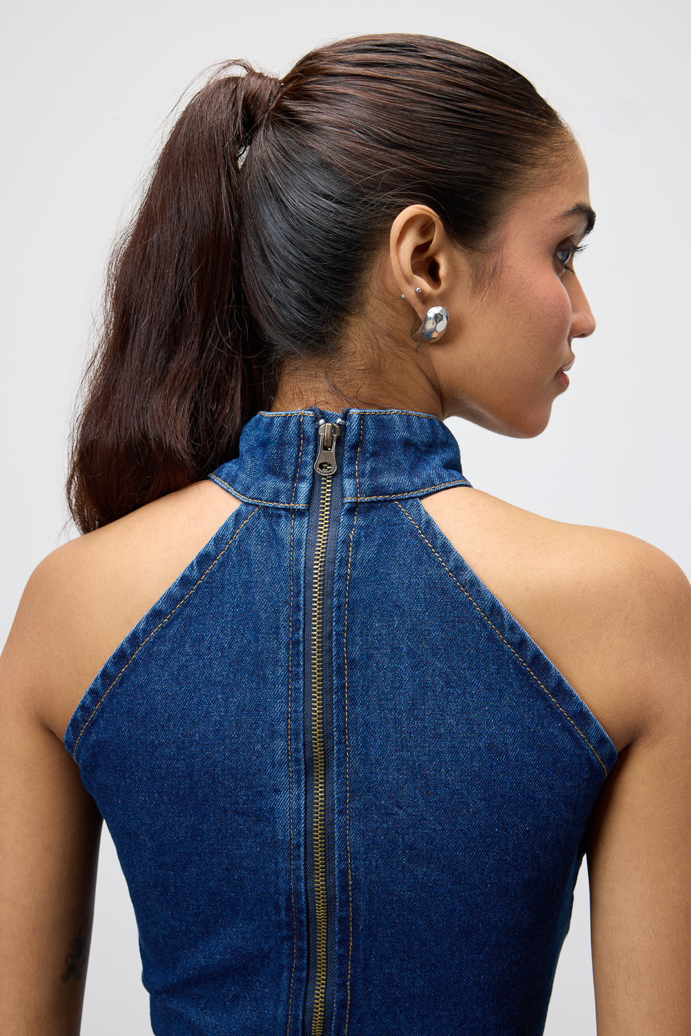 Indigo Enigma Gothic Chained Women's Denim Top