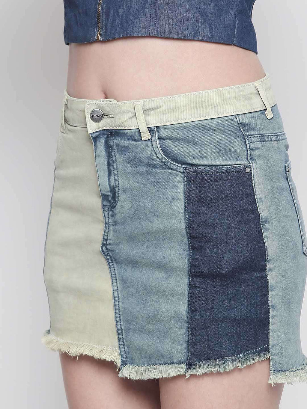 Denim Patched Skirt